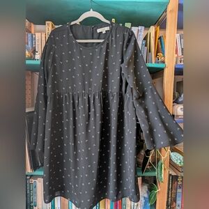 Black Witchy Crescent Moon Bell Sleeve Babydoll Small